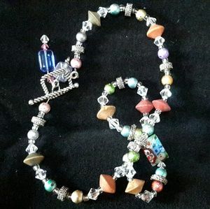 Colorful Crystal Bead Vintage Necklace 18"